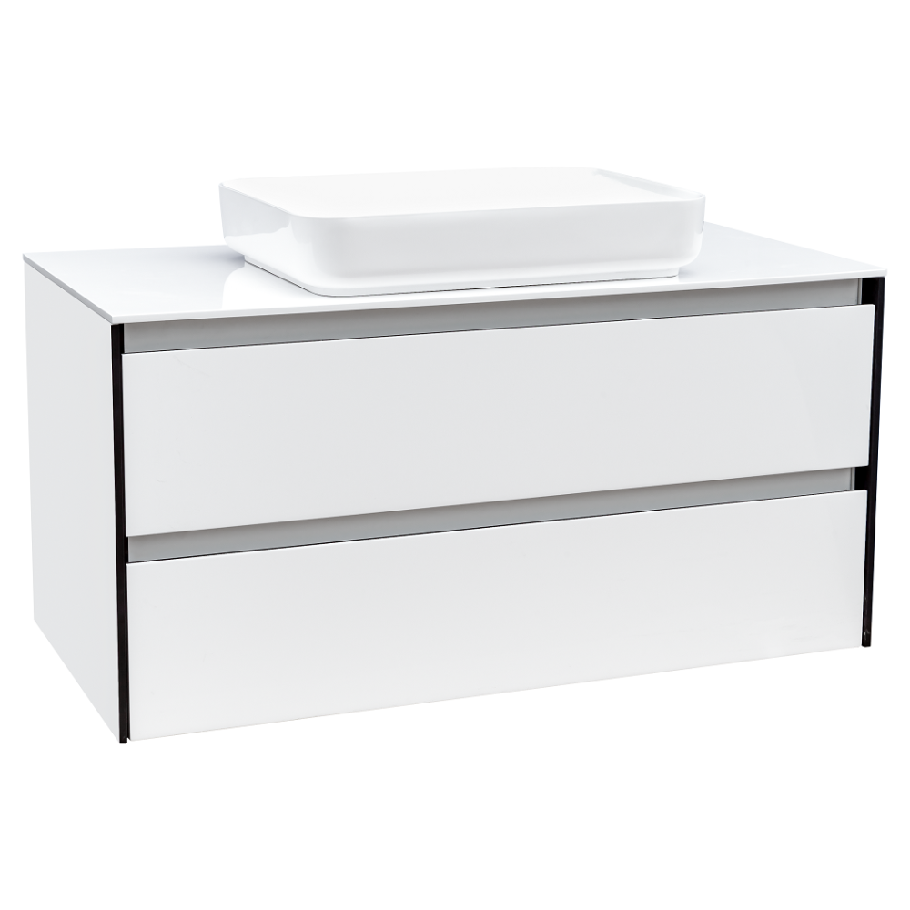 DEVIT 0022160W CITY Тумба 100 з раковиною, білий глянцевий колір (2пак)