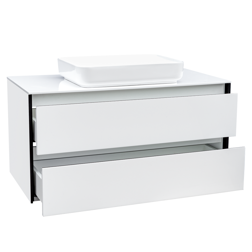 DEVIT 0022160W CITY Тумба 100 з раковиною, білий глянцевий колір (2пак)