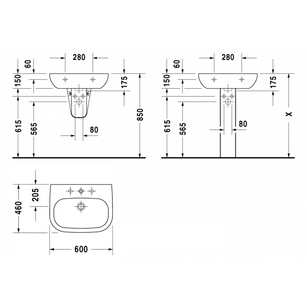Умывальник DURAVIT D-CODE 23106000002