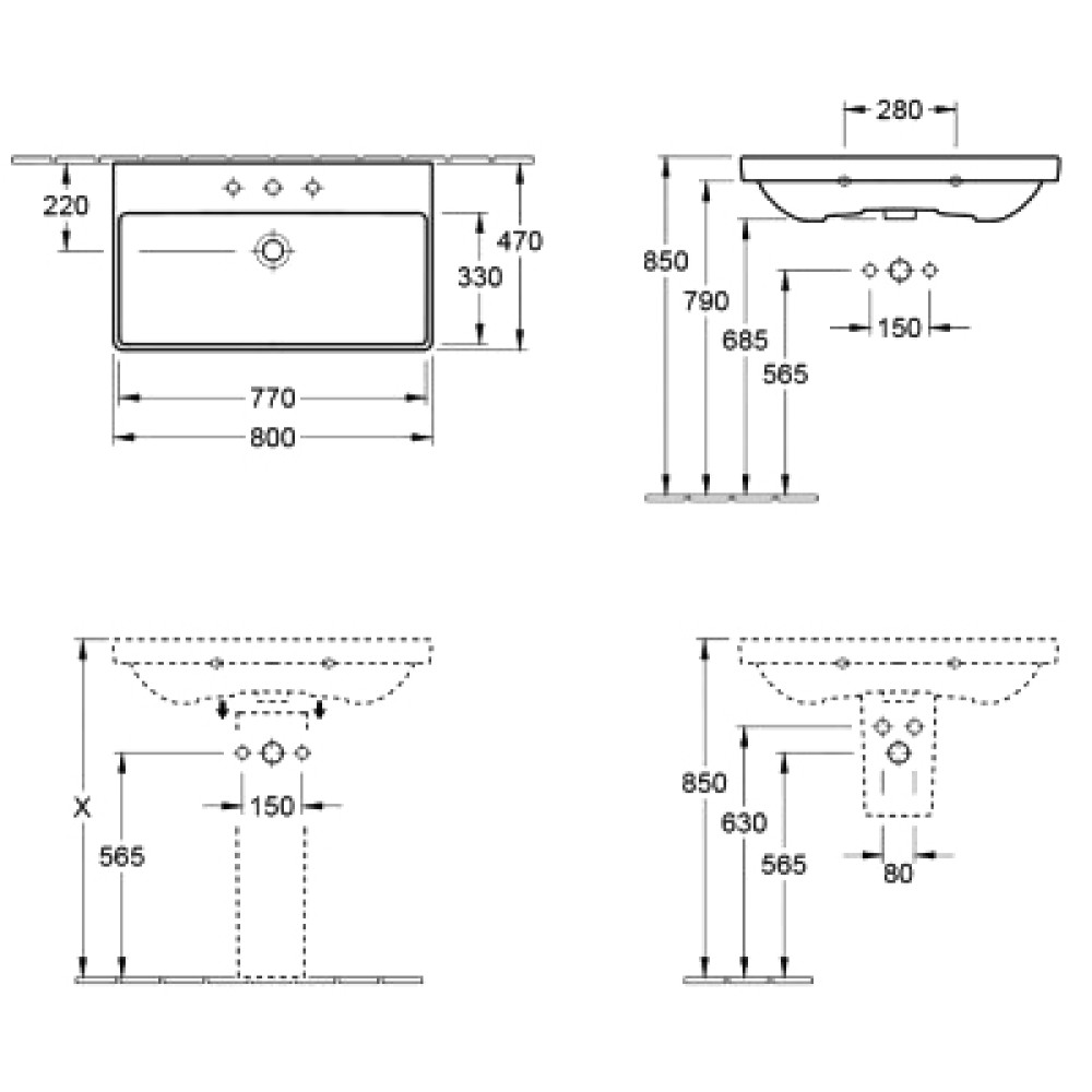 Умывальник VILLEROY & BOCH AVENTO 41568001