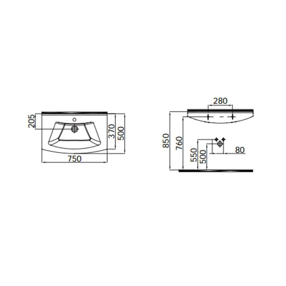 Умывальник IDEVIT Vega 2801-0755