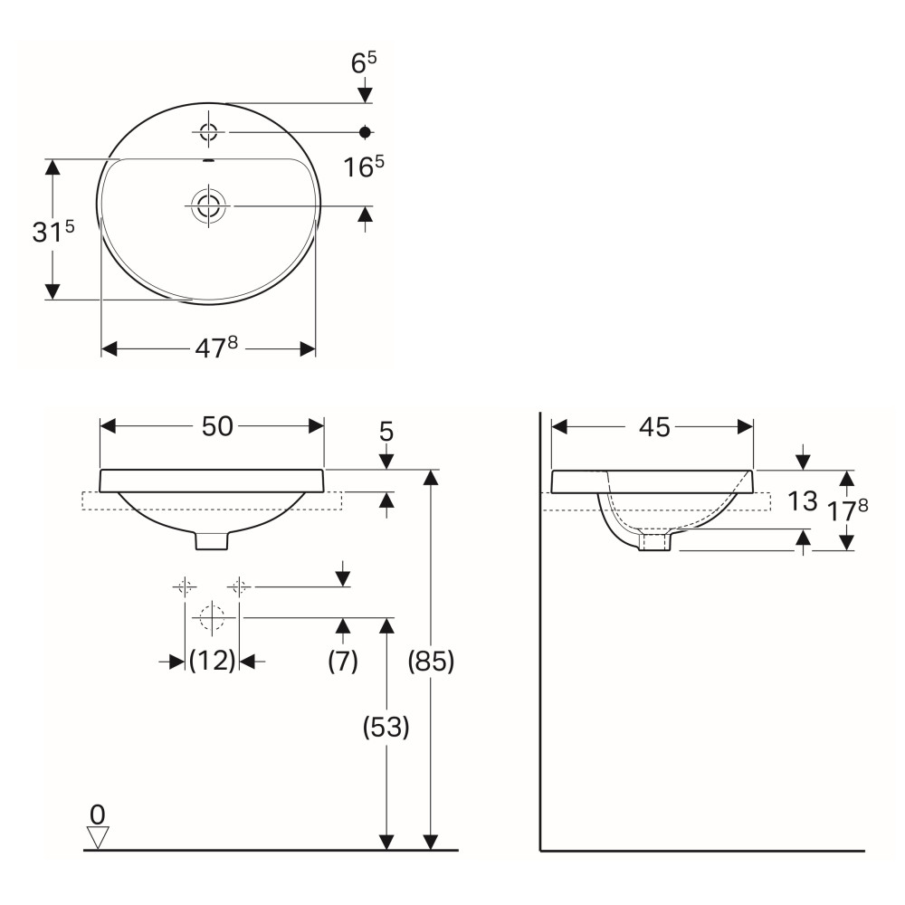 Умывальник GEBERIT VariForm 500.713.01.2