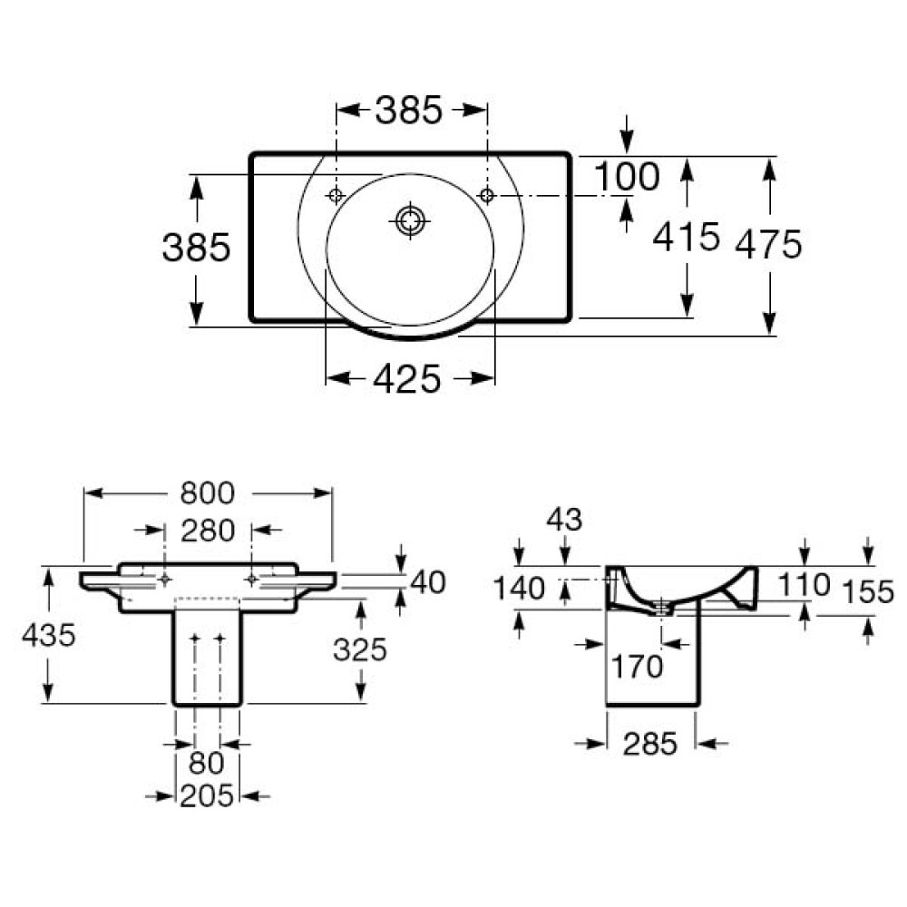 Умывальник ROCA HAPPENING A327561000