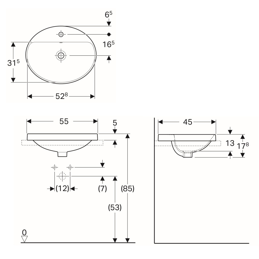 Умывальник GEBERIT VariForm 500.721.01.2
