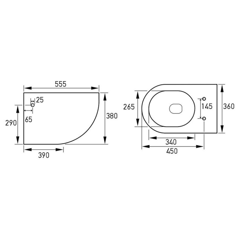 VOLLE AMADEUS Rimless унитаз 56*36*40см подвесной безободковый, сиденье твердое Slim slow-closing