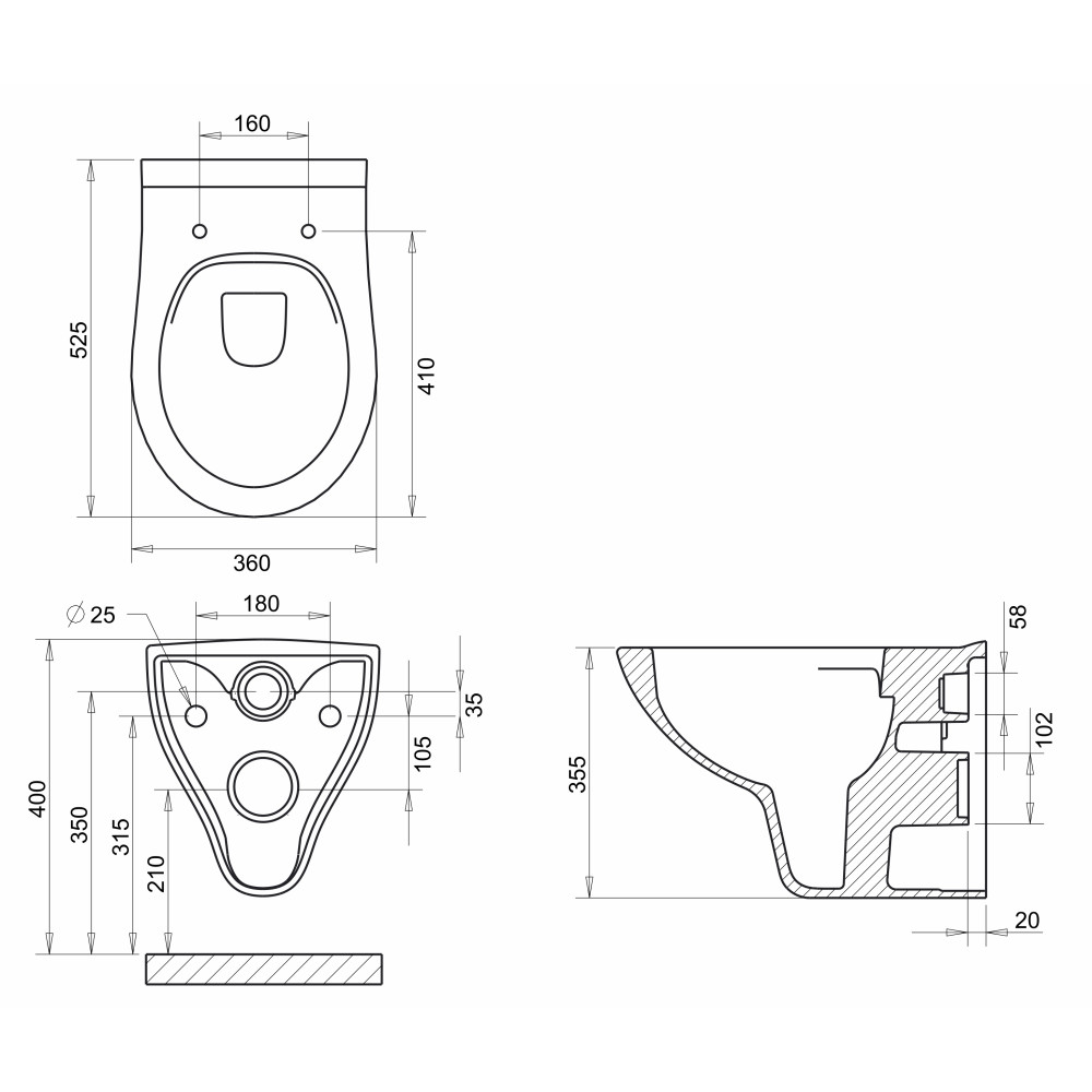 IMPRESE NETKA Rimless унитаз подвесной 53*36*37см, сиденье Duroplast Slim slow-closing
