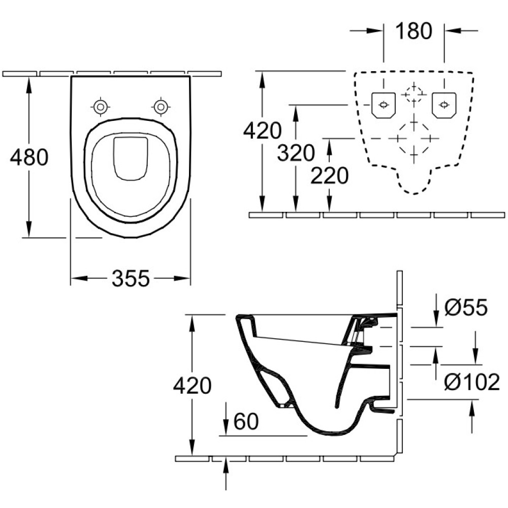 Унитаз подвесной VILLEROY & BOCH SUBWAY 2.0 56061001