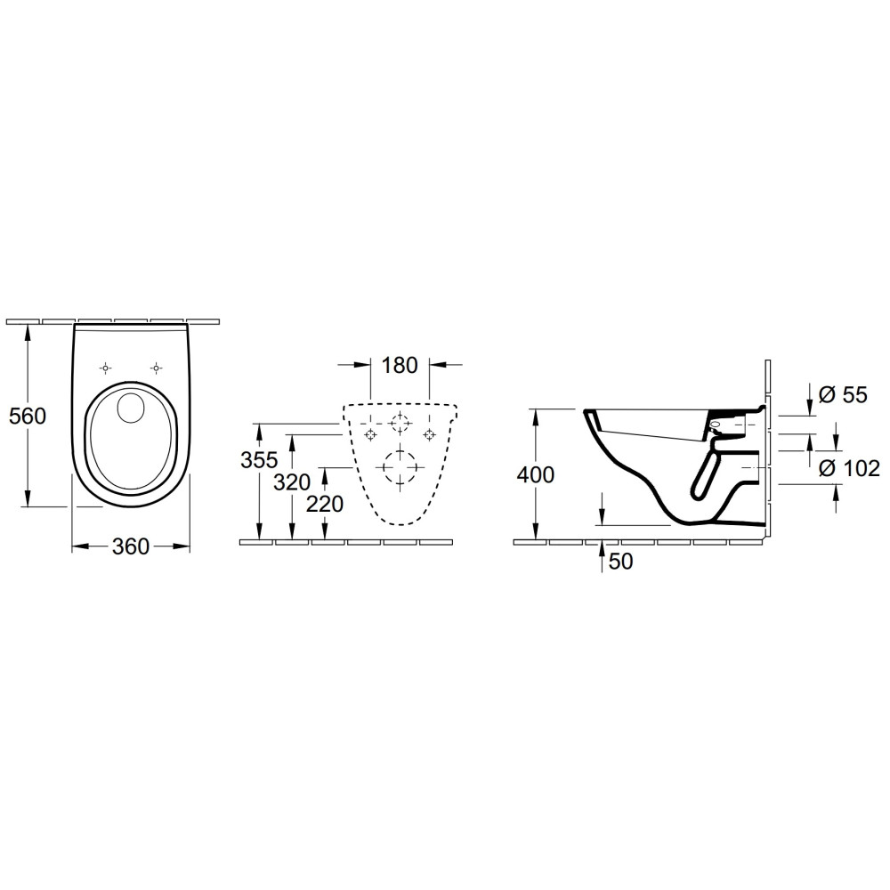Унітаз підвісний VILLEROY & BOCH O.NOVO 56601001