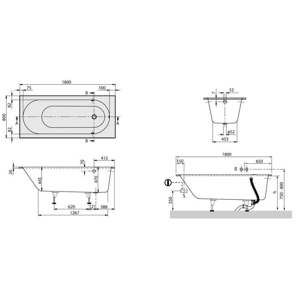 Ванна VILLEROY & BOCH OBERON UBQ180OBE2V-01