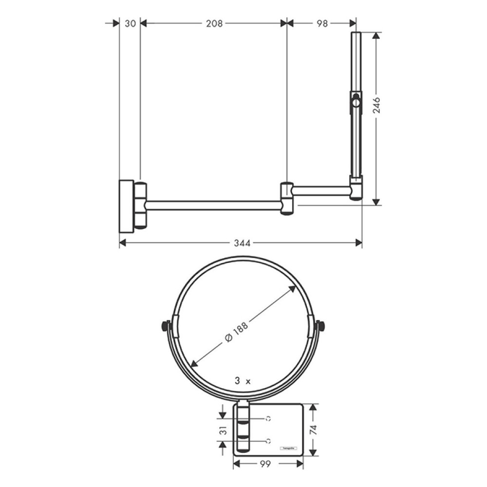 Косметическое зеркало HANSGROHE ADDSTORIS 41791670